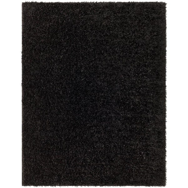 Livabliss Moda shag Black Solid 5 ft. x 7 ft. Indoor Area Rug