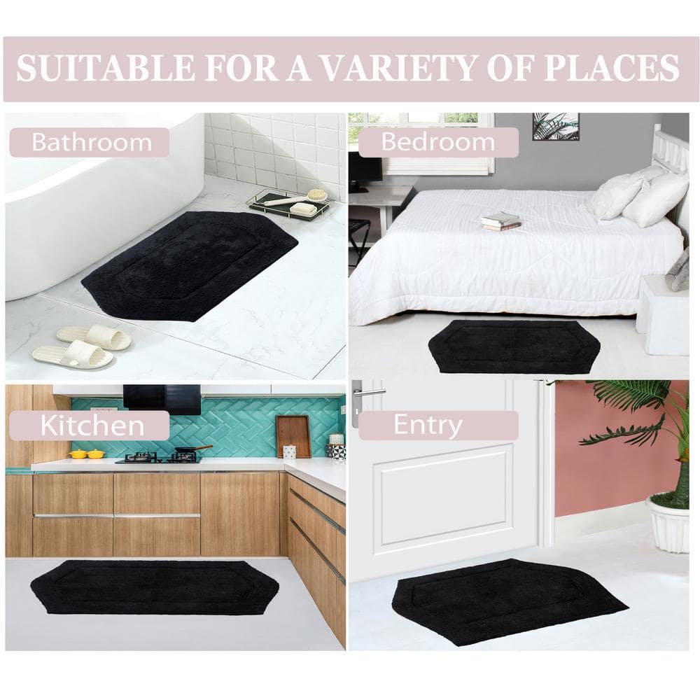 Waterford Luxury Plush Black Cotton Bath Rug