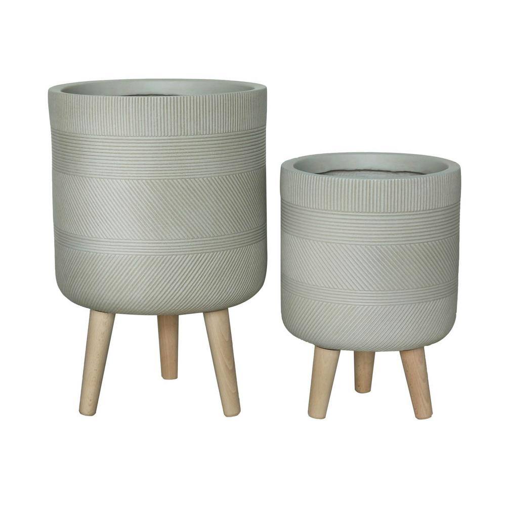 Mod Retro Tripod Leg Beige Fiberclay Planter (2-Pack)-11076 - The Home ...