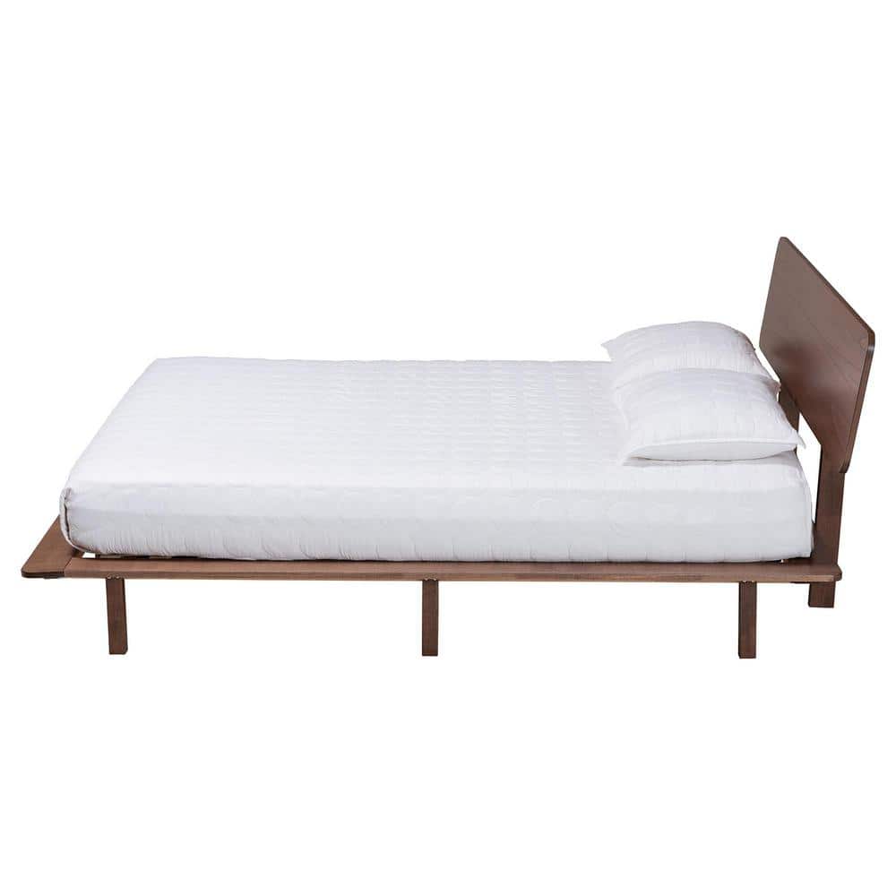 Alyssa Walnut Brown Wood Queen Platform Bed with Angled Headboard