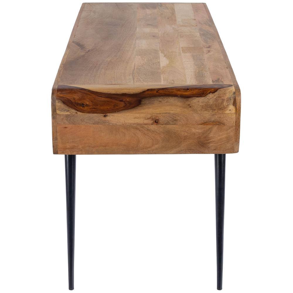 Black Mango Wood Desk with Storage Drawer