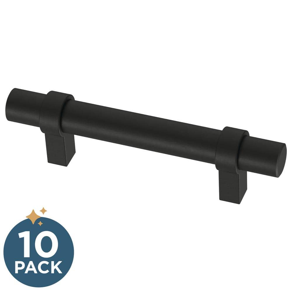 10-Pack Simple Wrapped Bar 3 in. (76 mm) Classic Matte Black Cabinet Drawer
