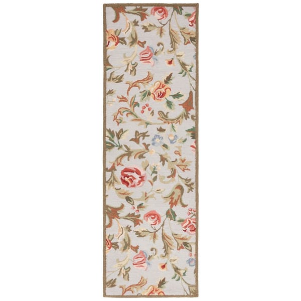 Chelsea 3 ft. x 8 ft. Ivory/Sage Border Floral Vines Runner Rug