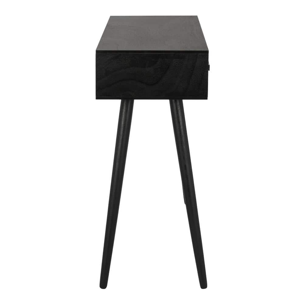 Transitional Black Rectangular Console Table with 3 Drawers