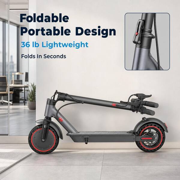 Wudkey 2-Wheel Electric Scooter, Dual Suspension and Solid Tire
