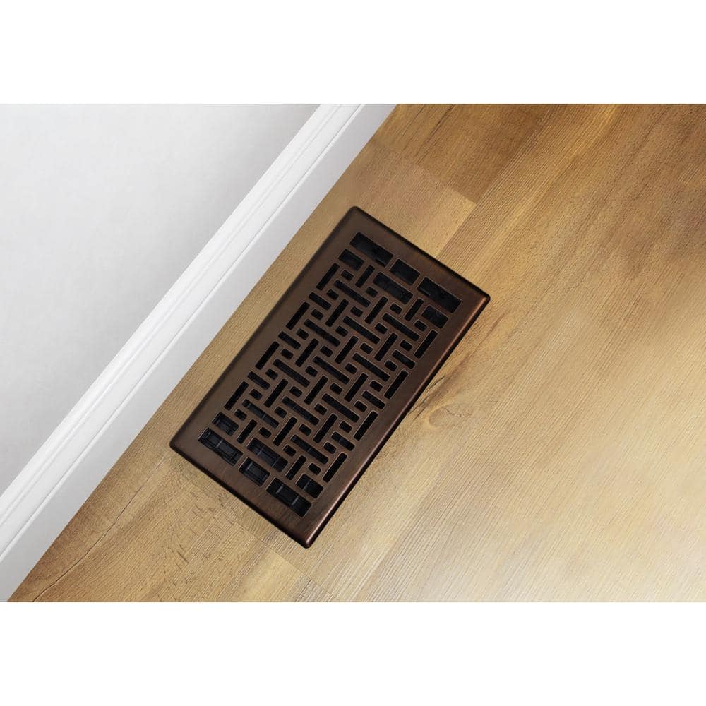 Oriental Design Rubbed Bronze Rectangular Floor Register