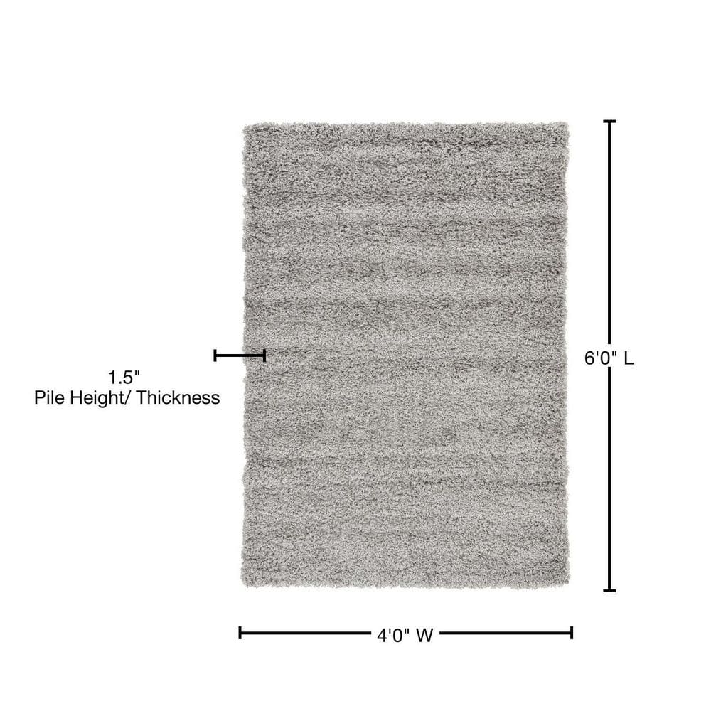 Cloud Gray Solid Shag 4' x 6' Easy Care Area Rug