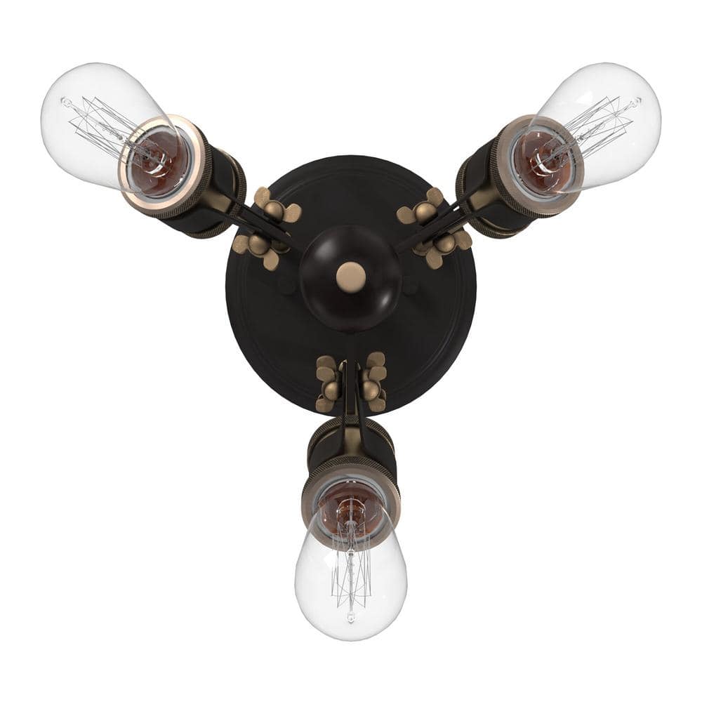 Miles Vintage Bronze 3-Light Industrial Ceiling Light