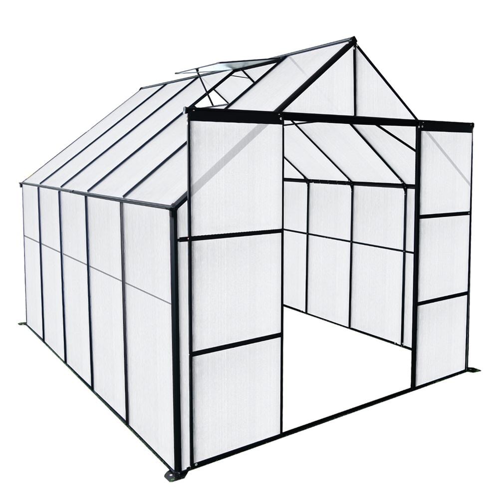 94.50 in. W x 121.25 in. D x 89.50 in. H Polycarbonate Black Greenhouse Hea