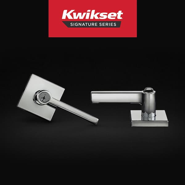 Halifax Square Polished Chrome Keyed Entry Door Handle Featuring SmartKey Security