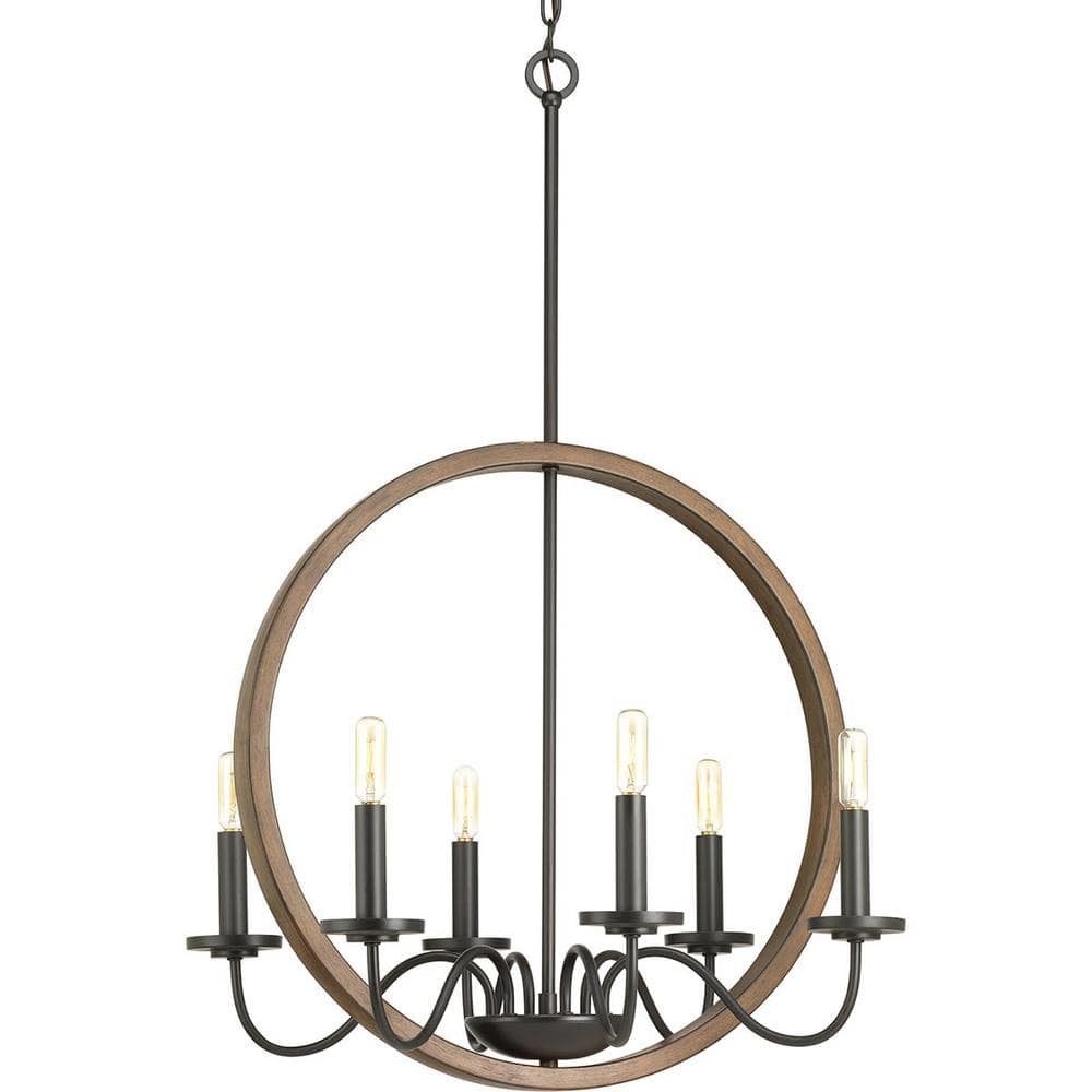 Antique Bronze Elegance 6-Light Chandelier with Candelabra Lights