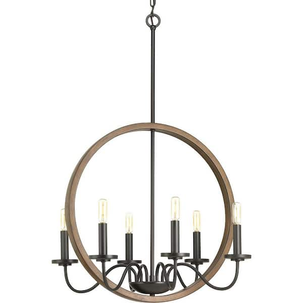 Progress Lighting Fontayne Collection 6-Light Antique Bronze Farmhouse Chandelier Light