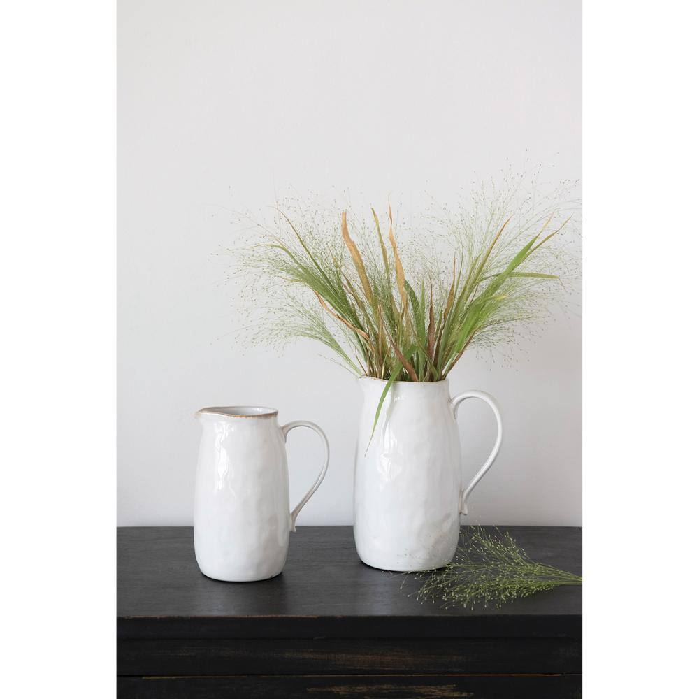 White Reactive Glaze Stoneware Pitcher, 1-Quart Capacity