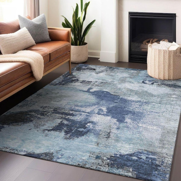 Chantille Machine Washable Indoor/Outdoor Abstract ACN1738 Blue 9 ft. x 12 ft. Area Rug