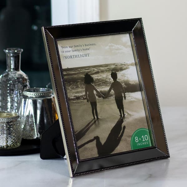 11.75 in. Silver Studded Glass Mirror Encased Photo Picture Frame 8 in. x1 0 in.