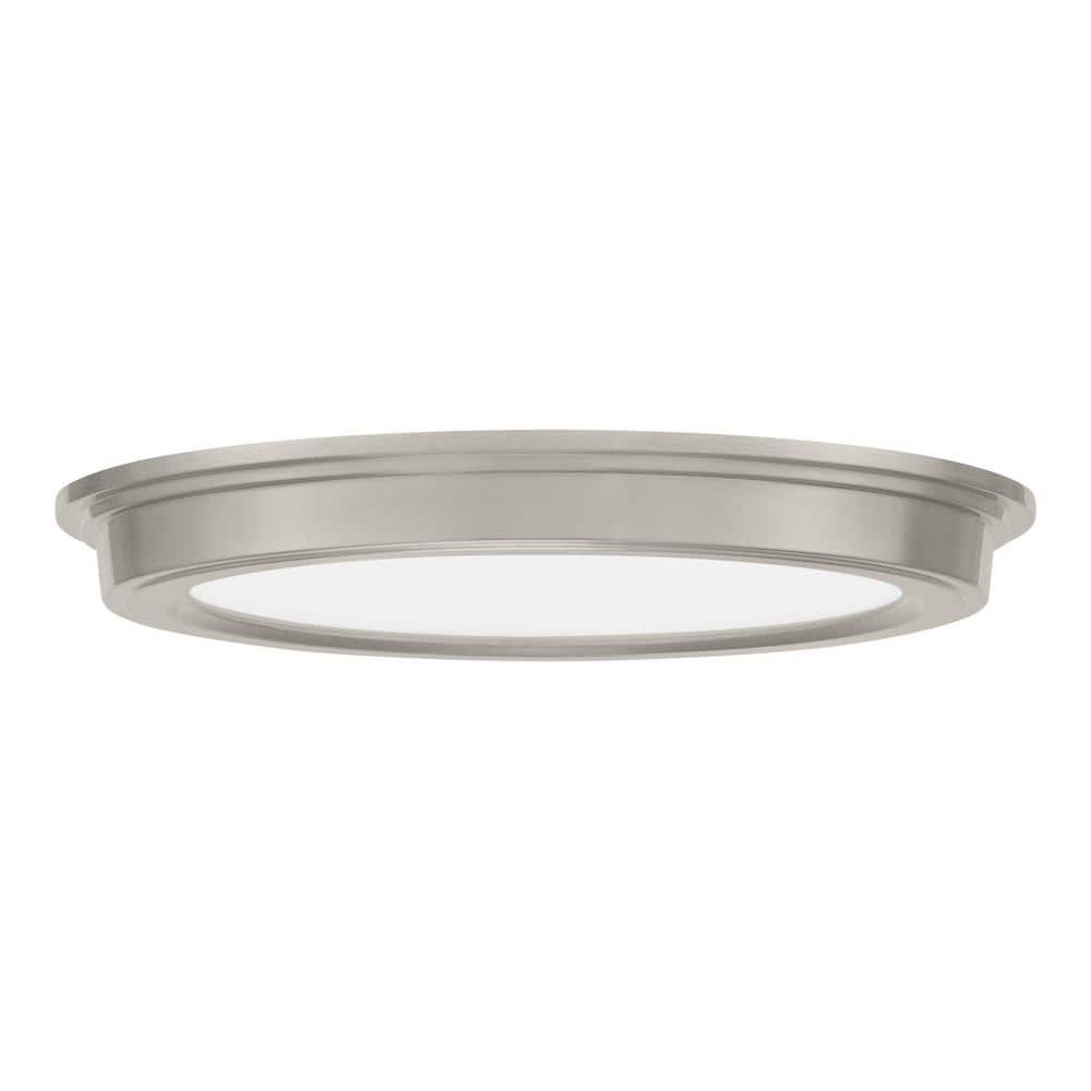 7 in. Brushed Nickel Selectable LED Round Flush Mount, Low Profile Ceiling 