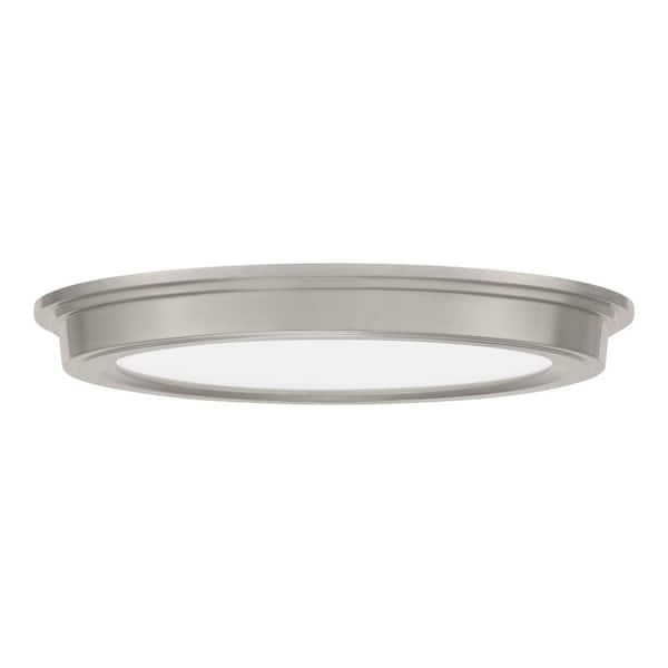 Commercial Electric 7 in. Brushed Nickel Selectable LED Round Flush Mount, Low Profile Ceiling Light (2-Pack)