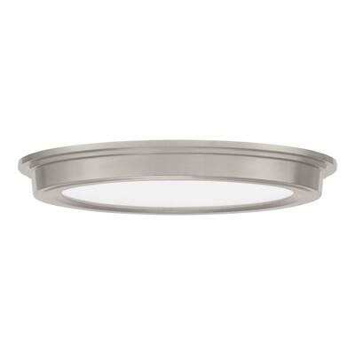 7 in. Brushed Nickel Selectable LED Round Flush Mount, Low Profile Ceiling Light (2-Pack)