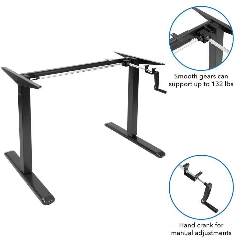 ErgoFlex Hand Crank Adjustable Sit-Stand Desk in Black and Brown