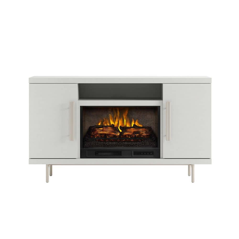 SCOTT LIVING Cestoni 60 in. Freestanding Media Console Wooden Electric Fireplace in White -  HDSLFP60L-3B