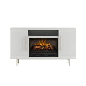 Cestoni 60 in. Freestanding Media Console Wooden Electric Fireplace in White
