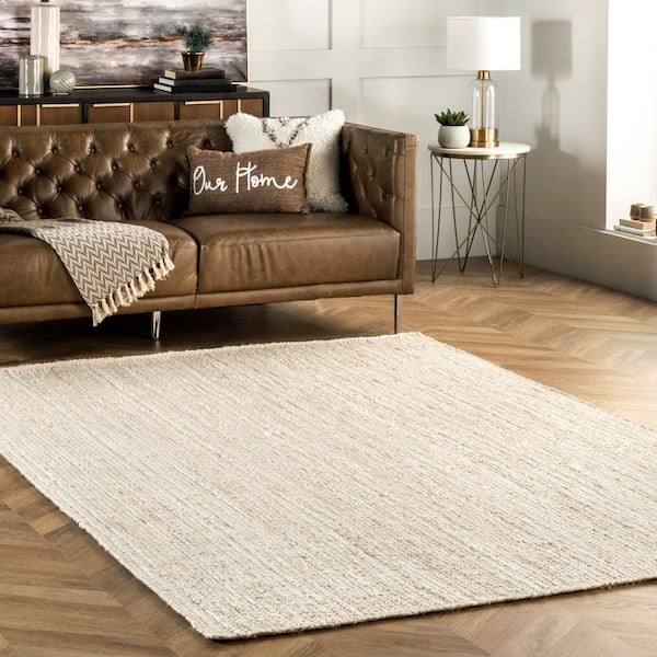 Off White 5 ft. x 5 ft. Rigo Hand Woven Farmhouse Jute Area Rug