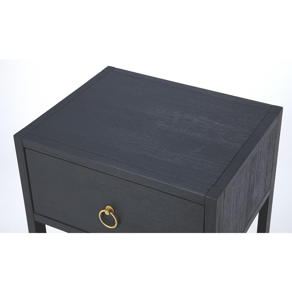 Lark Navy Blue Rectangular End Table with Gold Metallic Hardware