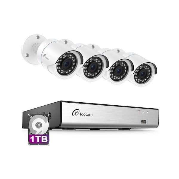 1080P 8 Channel H.265+ DVR Wired Security Camera System with 1TB Hard Drive, Smart Human Vehicle Detection, Night Vision