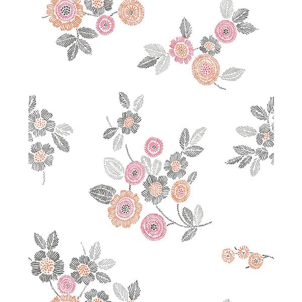 A-Street Prints Malaga Pink Floral Paper Strippable Roll (Covers 56.4 sq. ft.)