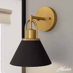 Carrington Isle 1-Light Matte Black Wall Sconce with Metal Shade