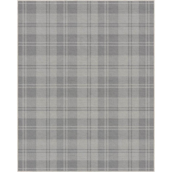 Well Woven Light Grey 9 ft. 10 in. x 13 ft. Apollo Plaid Farmhouse Geometric Area Rug