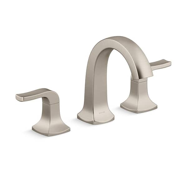 KOHLER Rubicon 8 in. Widespread Double Handle High Arc Bathroom Faucet in Vibrant Brushed Nickel