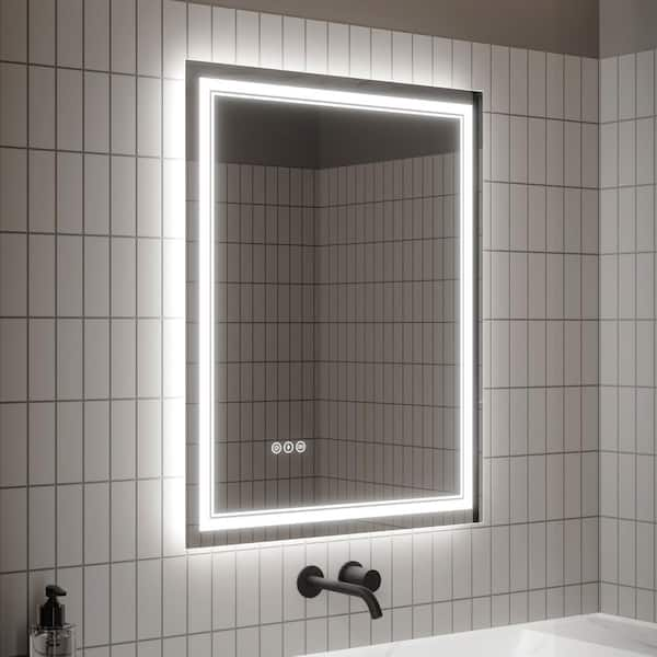 30 in. W x 36 in. H Rectangular Frameless LED Light Dimmable Anti-Fog Wall Bathroom Vanity Mirror