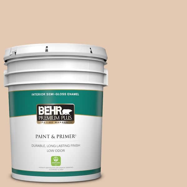 BEHR PREMIUM PLUS 5 gal. #S230-2 Mesquite Powder Semi-Gloss Enamel Low Odor Interior Paint & Primer