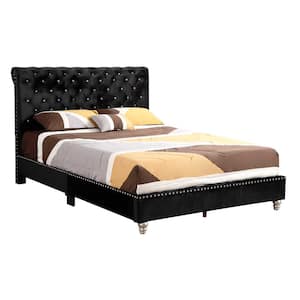 Maxx Black Tufted Upholstered Queen Panel Bed