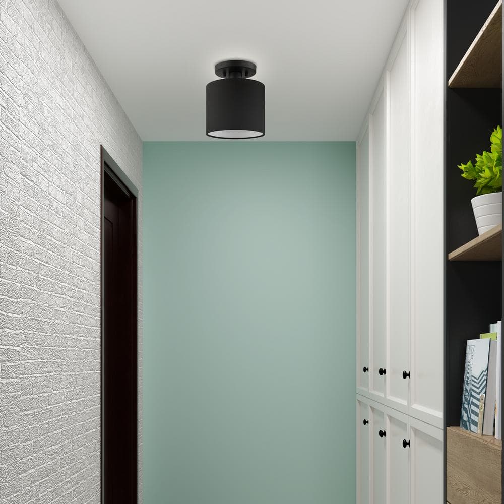 Bainbridge Modern White Drum LED Semi-Flush Mount Light