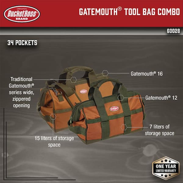 Bucket Boss - Gatemouth Tool Bag Combo, Tool Bags - Original Series (60028)  , Brown