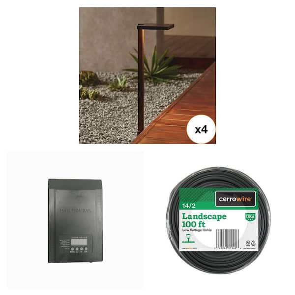 200-Watt Low-Voltage Landscape Transformer, 100 ft. 14/2 Wire, and Glenwood LED Path Light Combo