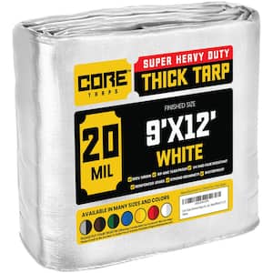9 ft. x 12 ft. White 20 Mil Heavy Duty Polyethylene Tarp, Waterproof, UV Resistant, Rip and Tear Proof