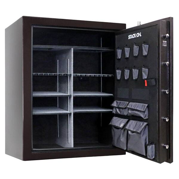 STACK-ON Siege Platinum 101-Gun Fire and Water Resistant Safe, Electronic and Biometric Lock, Black Cherry, Gun Safe