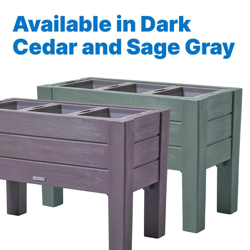 Sage Green 26" Tall Resin Raised Planter Box with Trays