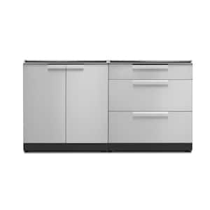 Stainless Steel 2-Piece 64 in. W x 36.5 in. H x 24 in. D Outdoor Kitchen Cabinet Set without Countertop