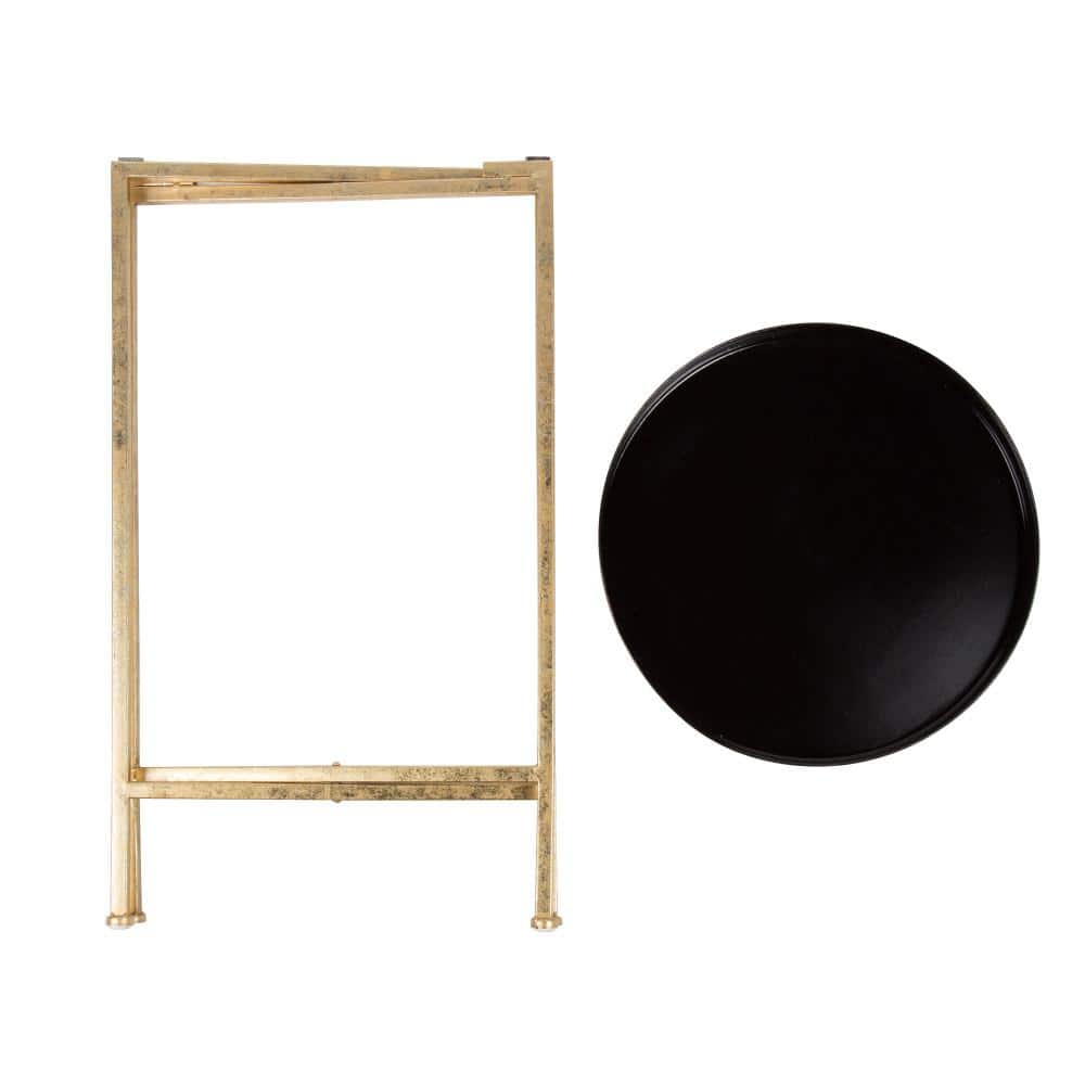 Celia Black and Gold Round Metal Foldable Tray Table