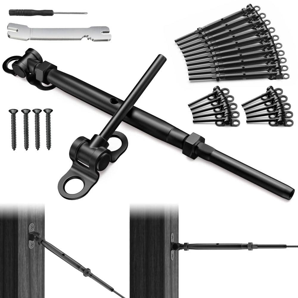 1/8 in. Black Cable Railing Hardware, T316 Stainless Steel Adjustable Angle