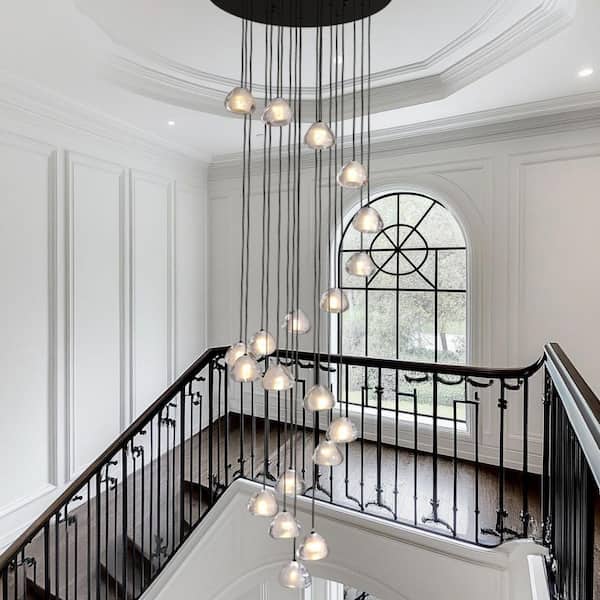 Modern Chandelier 28 in.30-Lights Black Chandelier for Dining Room, Living Room, Foyer, Bedroom