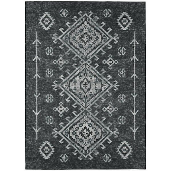 Addison Rugs Bravado Grey 5 ft. x 7 ft. 6 in. Geometric Indoor/Outdoor Washable Area Rug