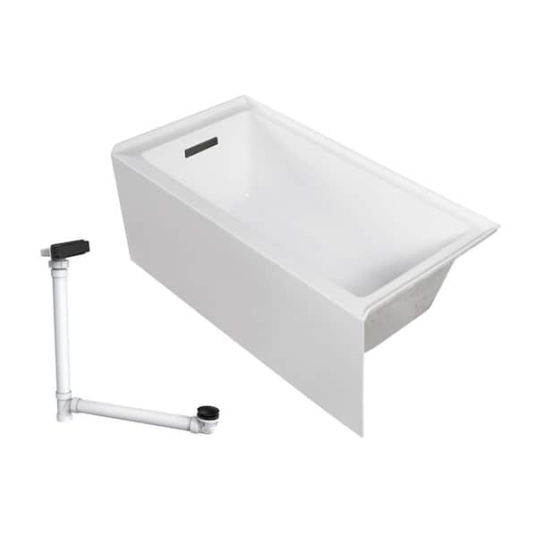 Transolid Unity AFR 60 in. x 30 in. Soaking Bathtub with Left Drain in White/Matte Black