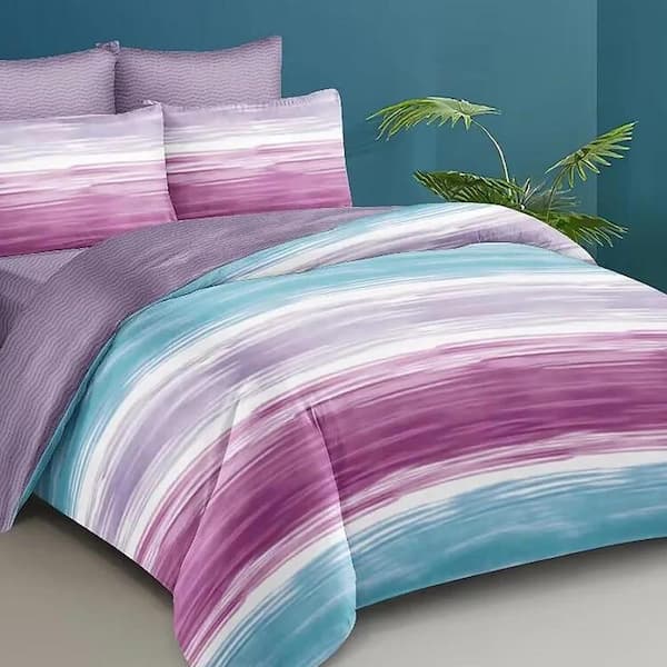 Shatex 3-Piece All Season Bedding King Size Comforter Set Ultra Soft Polyester Elegant Bedding Comforters-Purple