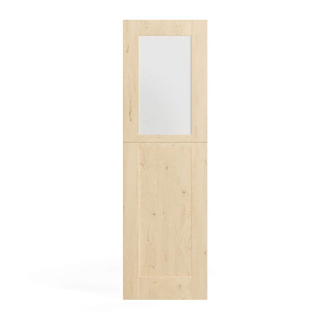 24 in x 80 in Natural Pine Interior Dutch Door with Frosted Glass