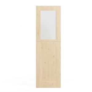 24 in. x 80 in. Finished Interior Dutch Door, Half Frosted Glass Split Single Door Slab with Natural Pine Wood Color